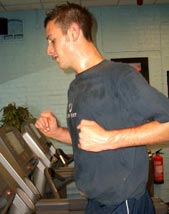 An Athlete works up a sweat on a treadmill